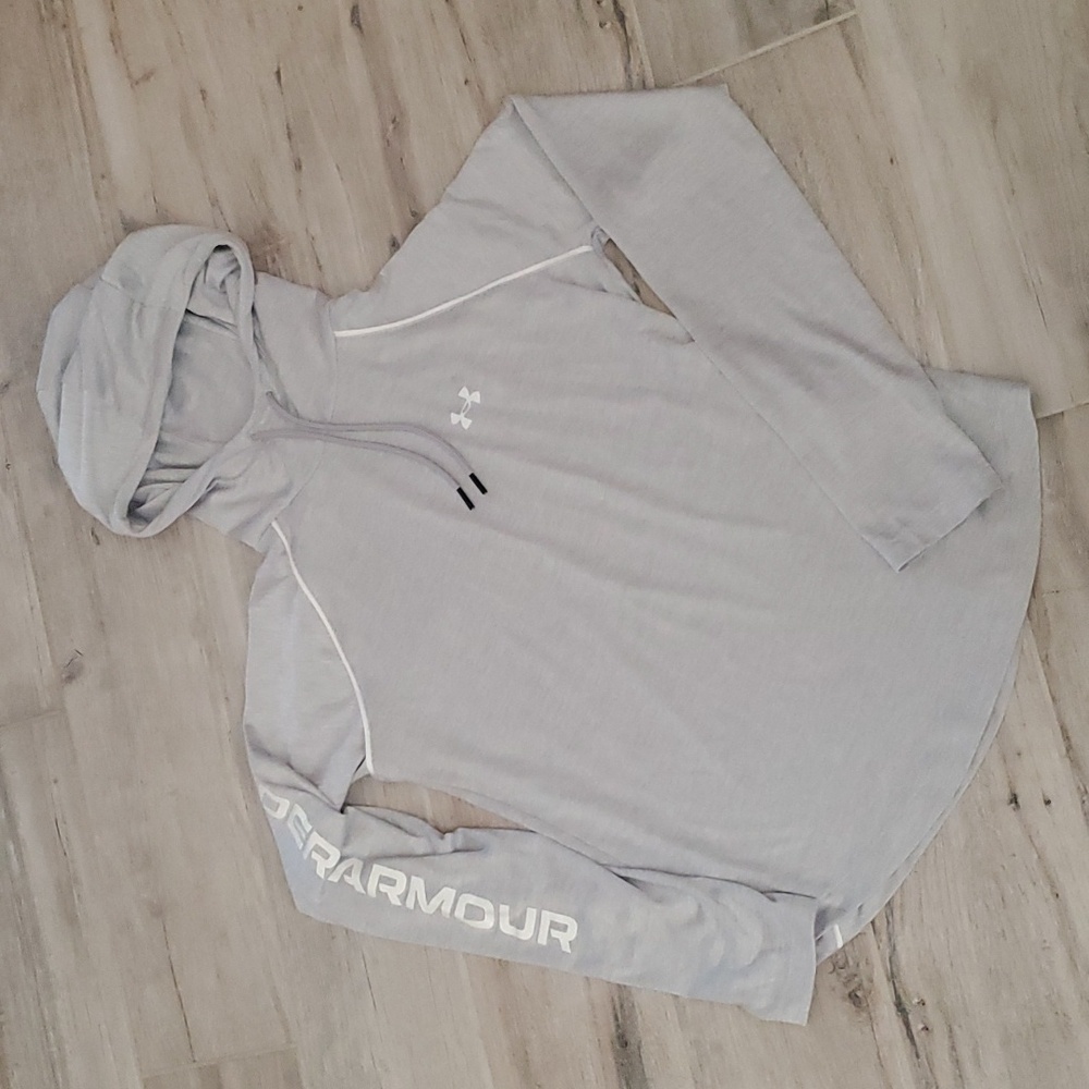 Womens Under Armour Gray Lightweight Trainer Hoodie Pullover Small Sporty Active